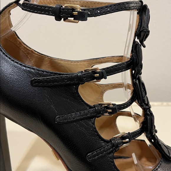 L.A.M.B. Black Strappy High Heels - Picture 12 of 15